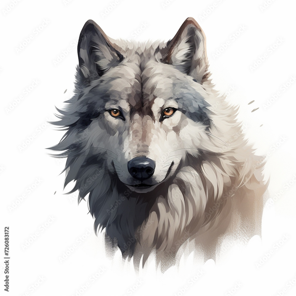 wolf gray cartoon, Generate AI.