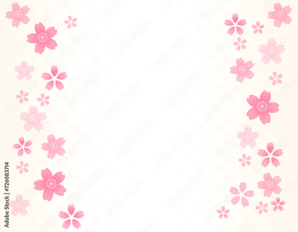 レトロポップな桜のフレーム素材　2