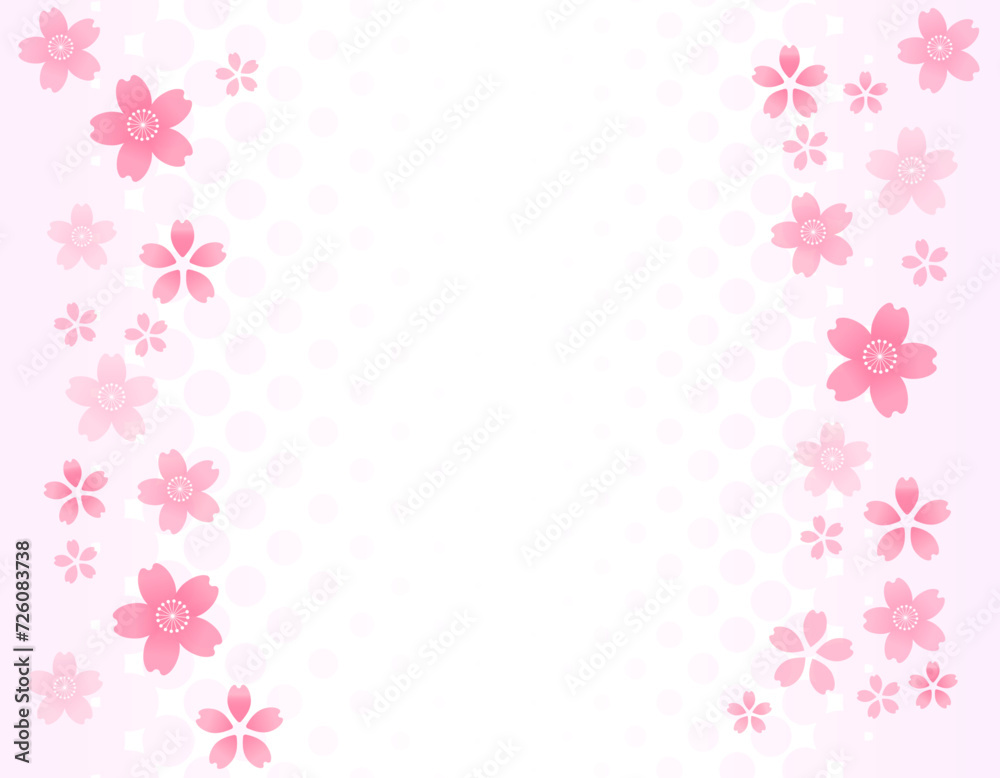 レトロポップな桜のフレーム素材　1