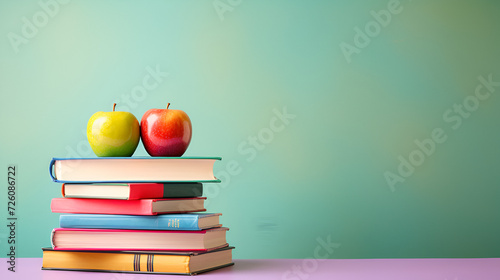 World teacher day apple and books on table in classroom 