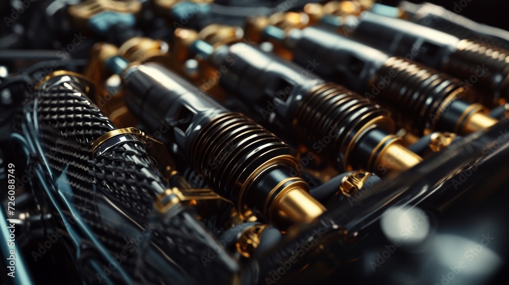 A detailed view of the spark plugs nestled in their designated slots sparks the combustion needed for the engine to run.