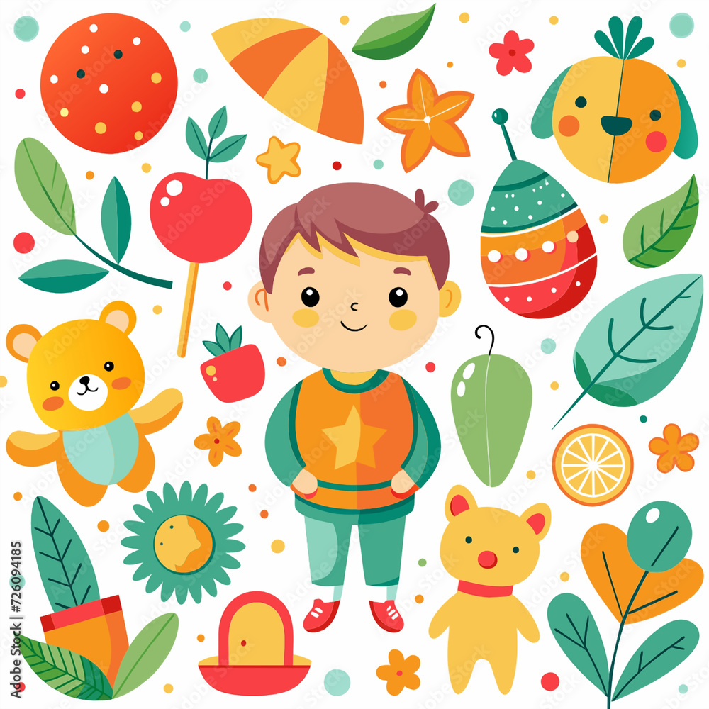 Fototapeta premium Soft color kids Toy Seamless pattern 