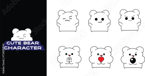 Cute bear cartoon character. Editable character color. Illustration bear character 