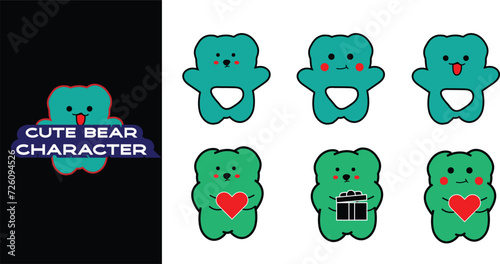 Cute bear cartoon character. Editable character color. Illustration bear character 