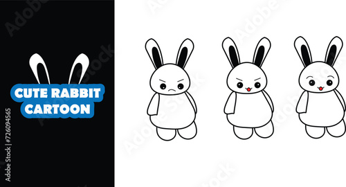 Cute rabbit cartoon character full body. Sticker character . Editable character color. Illustration rabbit character 