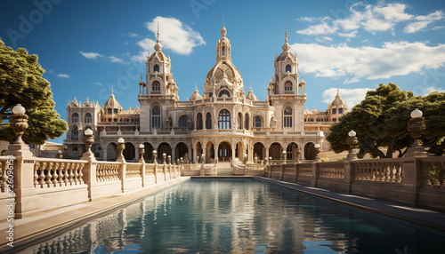 Famous Christian monument reflects spirituality in ancient city at dusk generated by AI