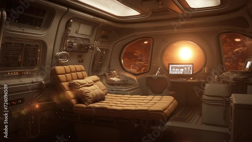 navigator cabin of the spacecraft. seamless looping overlay 4k virtual video animation background  photo