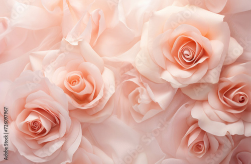 Close-up of beautiful peach roses background, a perfect gift for weddings, anniversaries, Valentine's Day, or any occasion that celebrates love and natural beauty