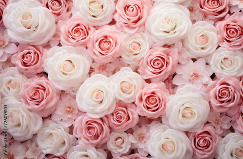 Pink roses background, Women's Day concept, weddings, anniversaries, Valentine's Day, or any occasion that celebrates love and natural beauty