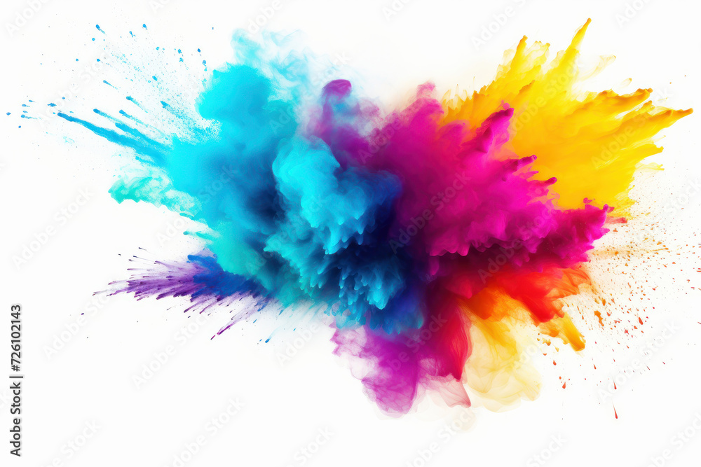 Vivid explosion of multicolored powder, ideal for vibrant design elements, AI Generative.