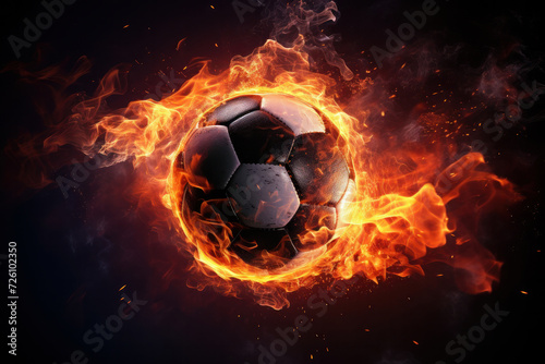 A fiery soccer ball igniting passion and excitement in sports imagery  perfect for dynamic themes AI Generative.