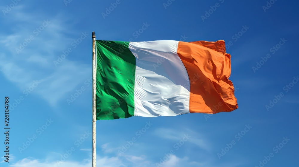 custom made wallpaper toronto digitalFlag of Ireland, waving flag, blue sky, Independence Day of Ireland