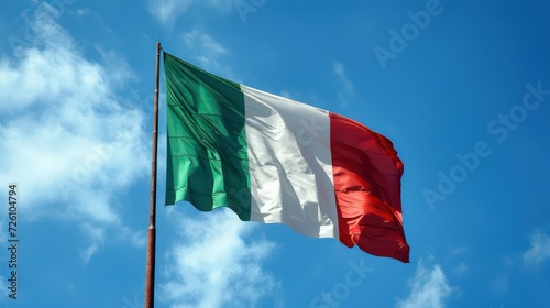 Flag of Italy, waving flag, blue sky, Independence Day of Italy © Turhan