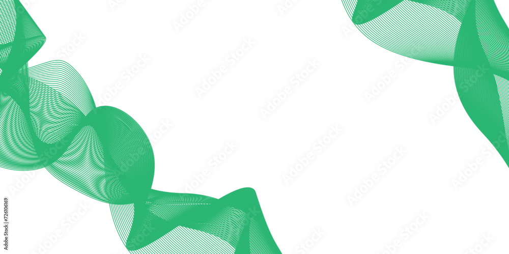 green lines and white background Abstract wave lines for banner ...
