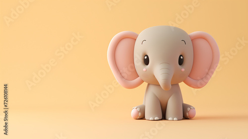 3d clay kawaii baby Elephant, muted pastels, Blender 3d