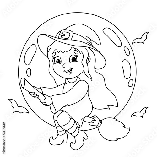 Coloring page for kids. Digital stamp. Cartoon style character. Isolated on white background. Vector illustration.