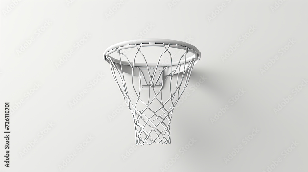 All white Basketball Hoop icon over white background. Basketball, March Madness and college Basketball concept