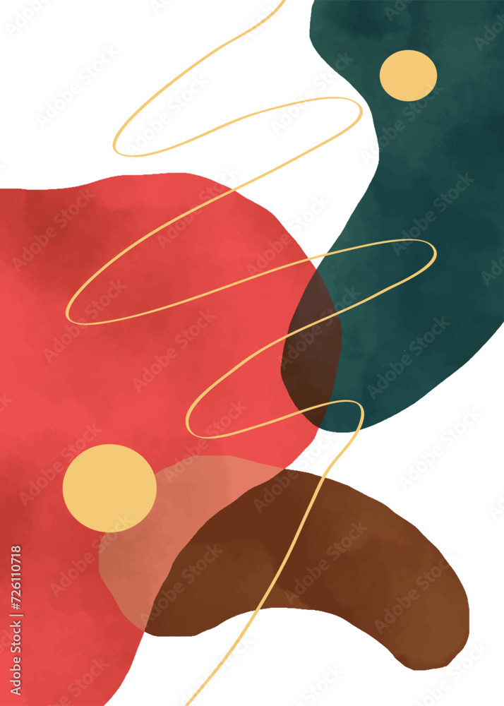 Abstract contemporary modern trendy. Creative minimalist hand painted illustrations for wall decoration, postcard or brochure