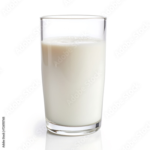 Glass of milk, isolated, on white background.  A Simple Yet Refreshing Image, Perfect for Food and Beverage Concepts