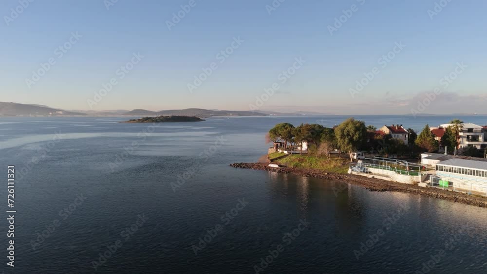 seaside town on a gulf at sunset time and colors aerial photos seaside town on a gulf at sunset time and colors aerial photos