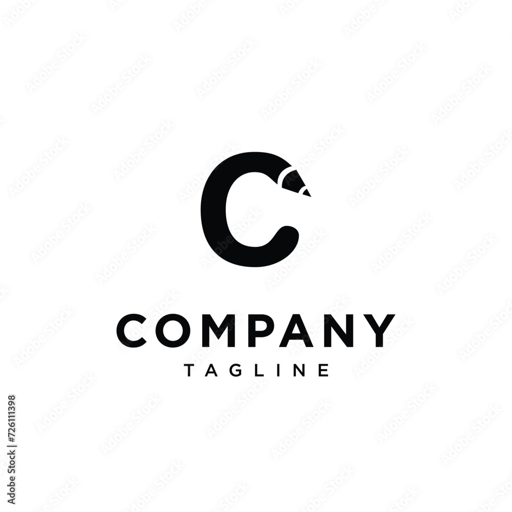 Obraz premium Letter C Pecil Logo icon vector template