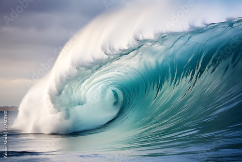 Powerful Crashing Surfing Wave, ocean wallpaper, curled water waves © Pixel Pioneer