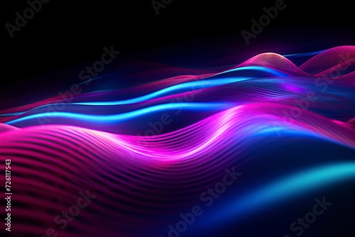 Abstract 3D Futuristic Background Illuminated by Virtual Lighting