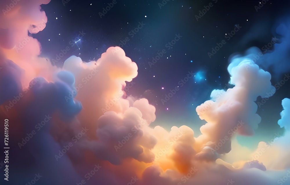 colorful abstract cloud background with stars png