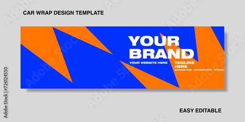 Modern vinyl wrapping car for business or company van truck with blue orange