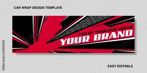 wrapping car for your brand or company, van truck abstract shape black red