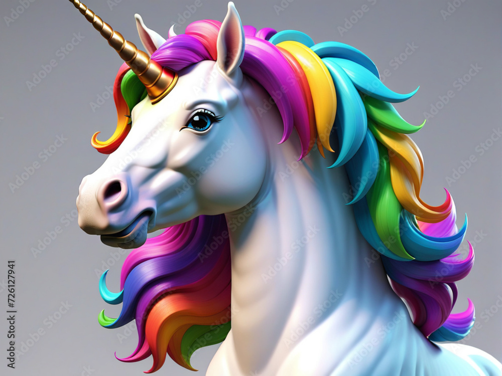 3D illustration of a happy unicorn on a rocking horse, with a very colorful mane. Concept of happiness, recklessness. 3D render character cartoon style Isolated 3D illustration of a happy unicorn on a rocking horse, with a very colorful mane. Concept of happiness, recklessness. 3D render character cartoon style Isolated