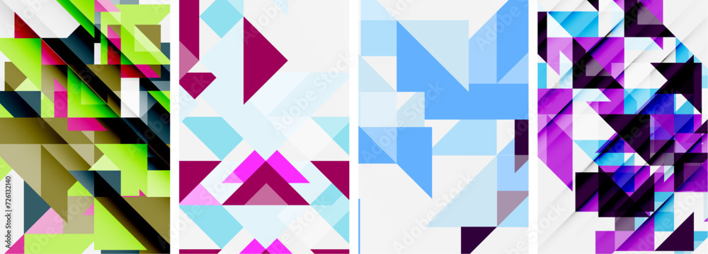 Set of abstract random triangle composition backgrounds. Vector illustration for for wallpaper, business card, cover, poster, banner, brochure, header, website Set of abstract random triangle composition backgrounds. Vector illustration for for wallpaper, business card, cover, poster, banner, brochure, header, website