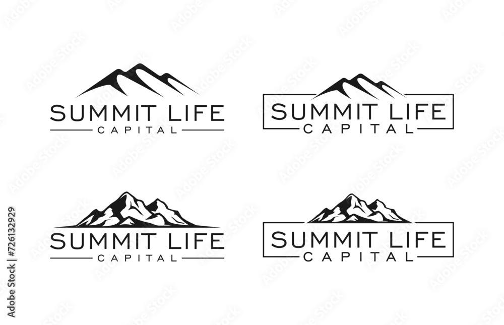 set logo mountain simple vector template set logo mountain simple vector template