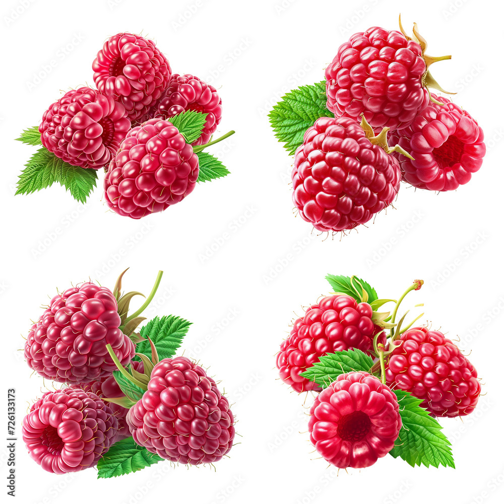 Raspberries Isolate on transparent background Raspberries Isolate on transparent background