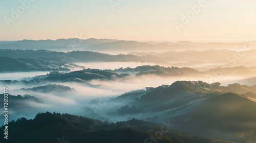Misty Mountain Valleys at Sunrise