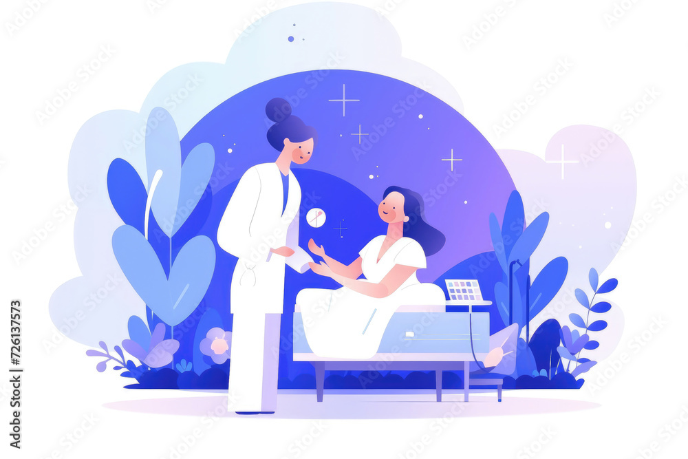 a woman healthcare worker and her patient on hospital bed at night a woman healthcare worker and her patient on hospital bed at night