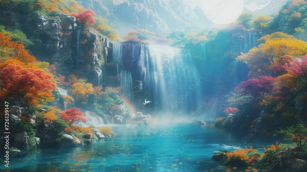 Waterfall that flows. seamless looping time-lapse animation video background Waterfall that flows. seamless looping time-lapse animation video background