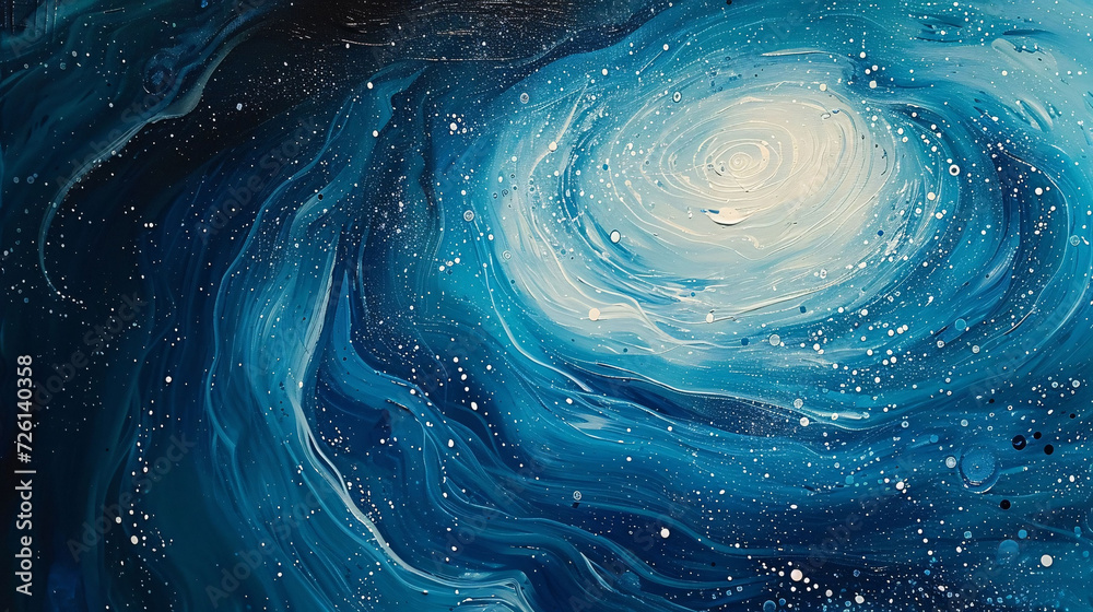 Abstract Galaxy Swirl in Blue Art Illustration
