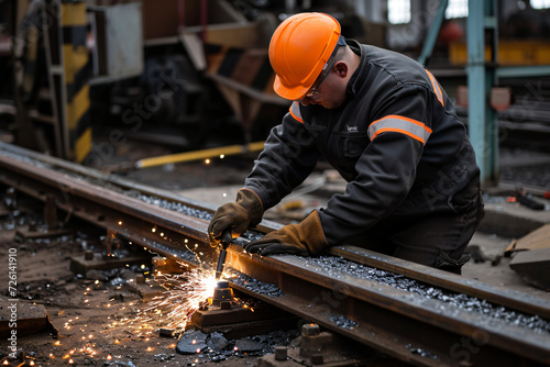 photo man is working at metal factory 