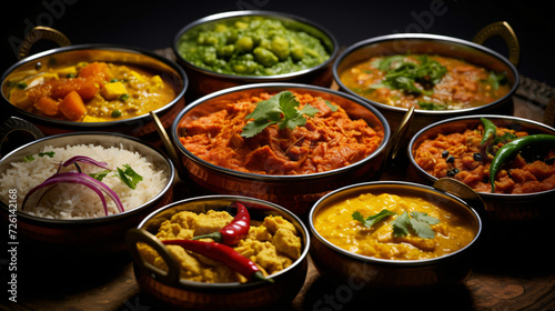 Indian curry selection - Close-up food image.