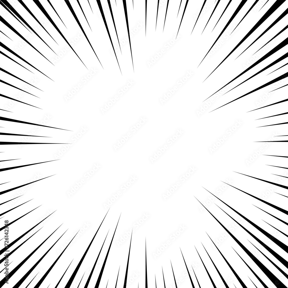 Comic book white and black radial lines background. Superhero action, explosion background, manga speed frame, vector illustration Comic book white and black radial lines background. Superhero action, explosion background, manga speed frame, vector illustration