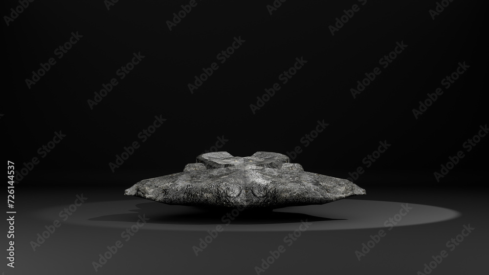 Naklejka premium Black marble, Abstract background for premium products display, pedestal nature advertising cosmetic concept on black background. 3d rendering