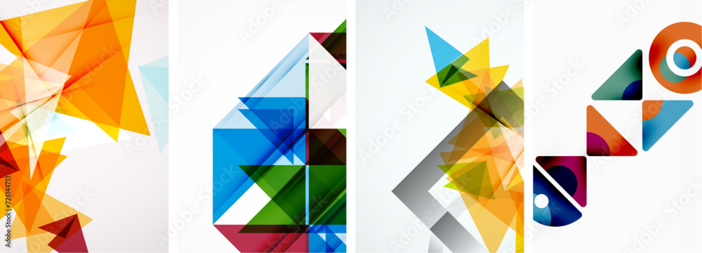Triangle poster geometric background set Triangle poster geometric background set