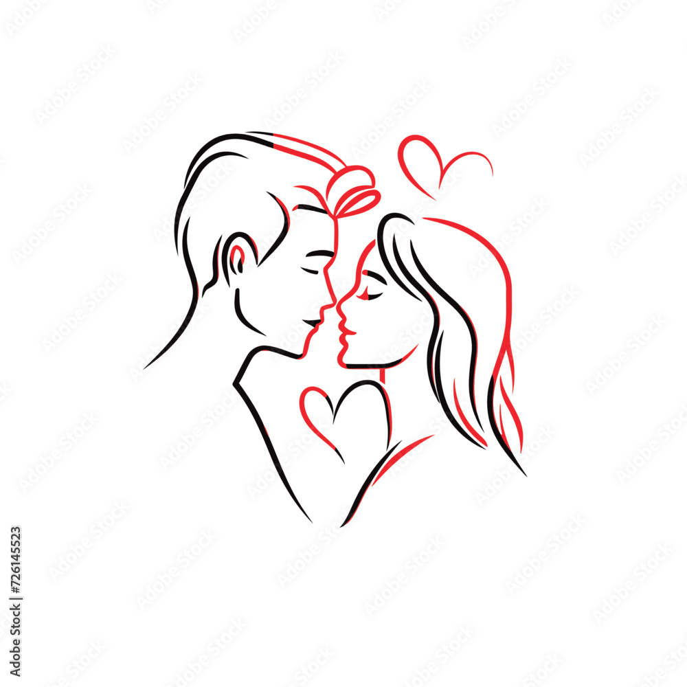 Outline graphic of love couple isolated background symbol