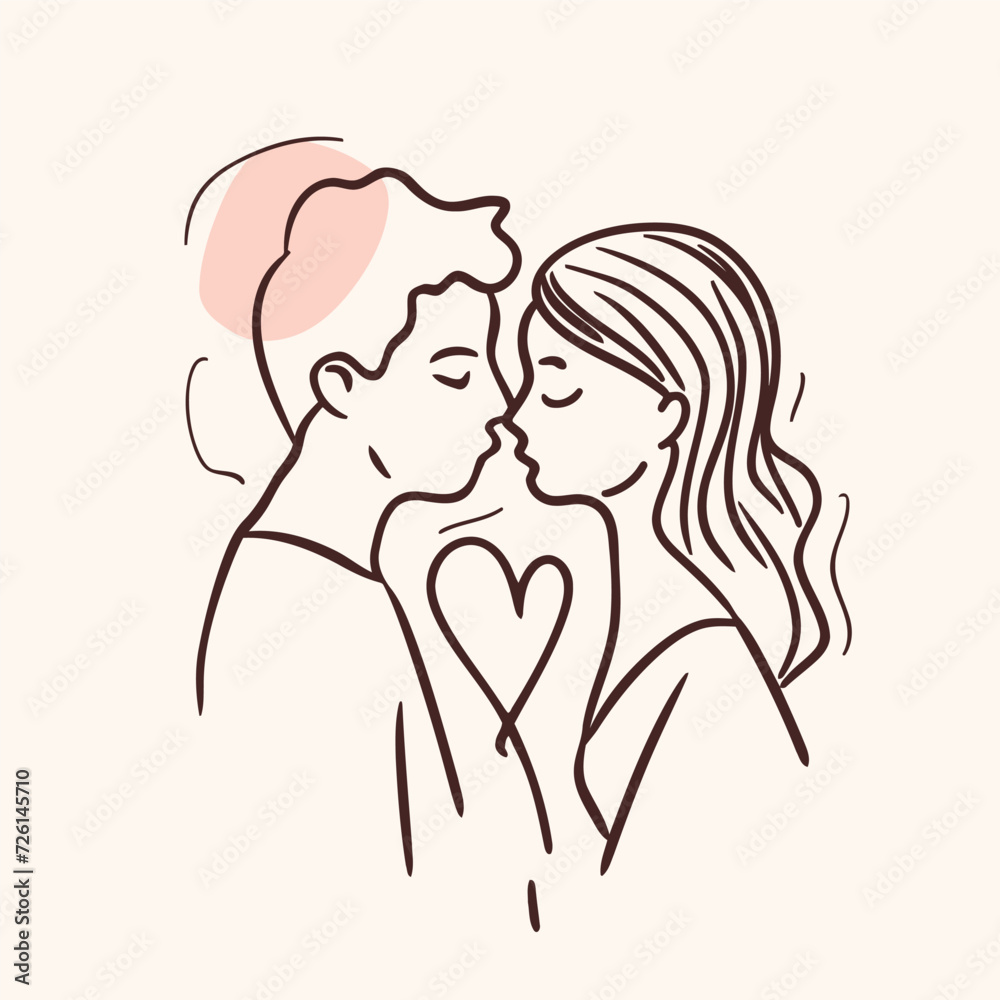 Outline graphic of love couple isolated background symbol