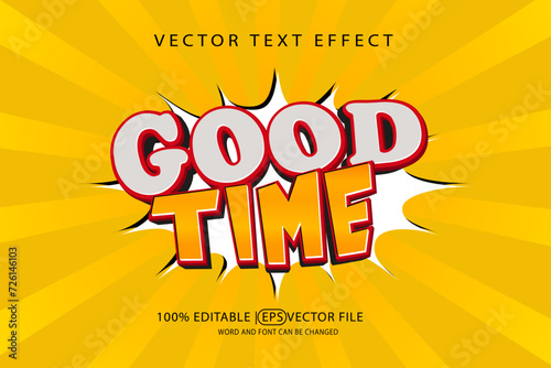 Changeable text effect Premium vector Good Time 3d Cartoon Cute template style