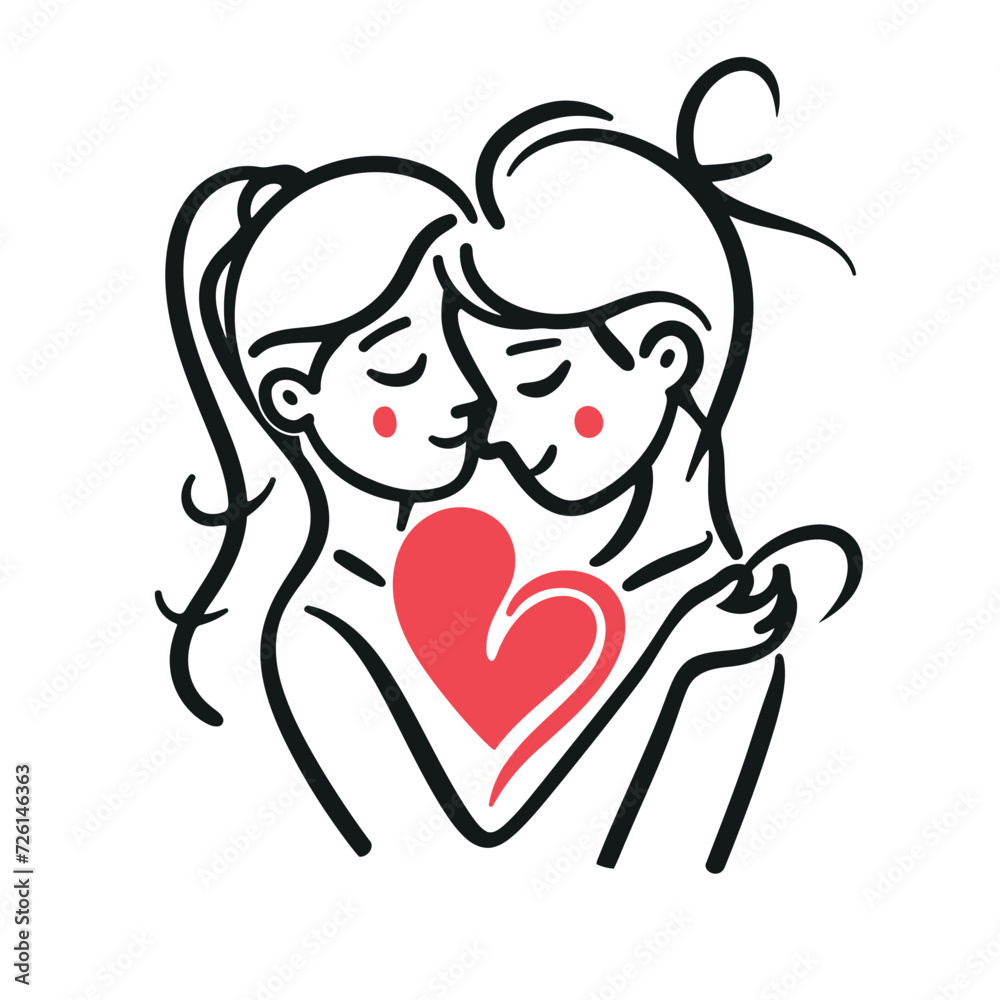 Outline graphic of love couple isolated background symbol Outline graphic of love couple isolated background symbol