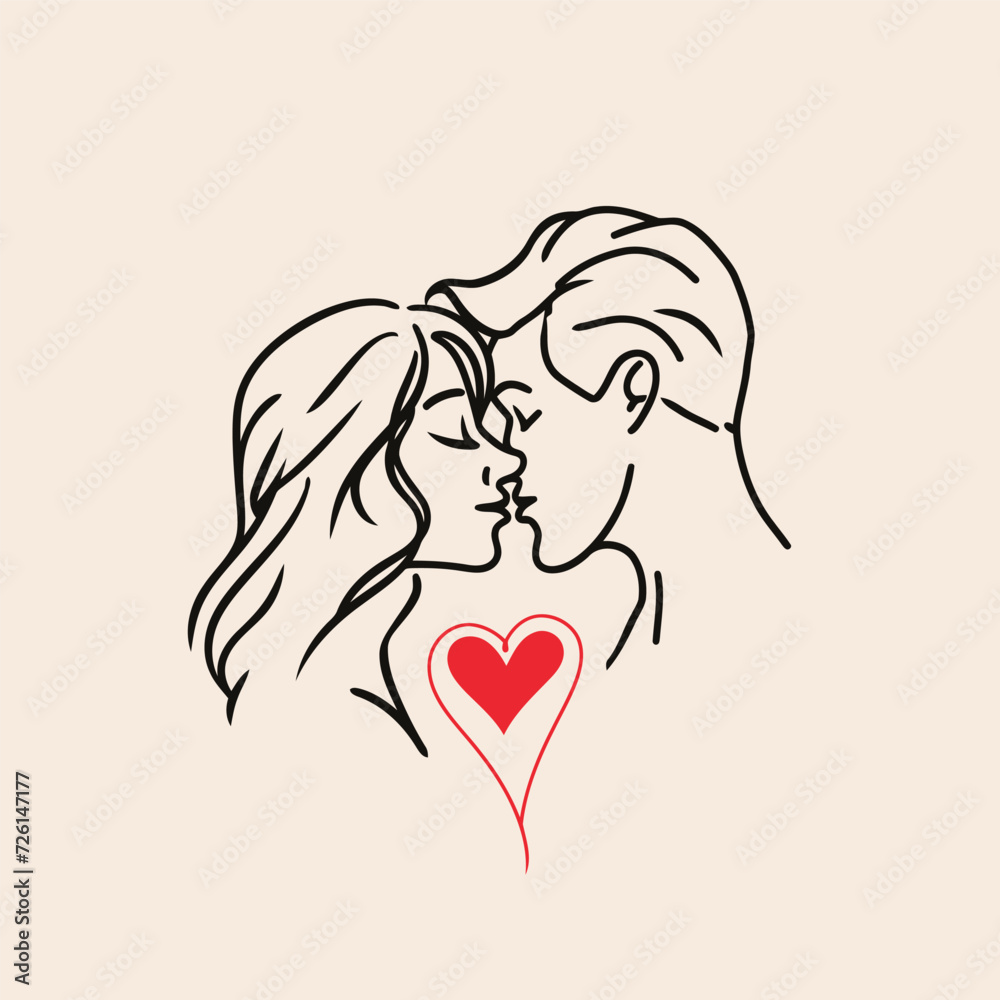 Outline graphic of love couple isolated background symbol