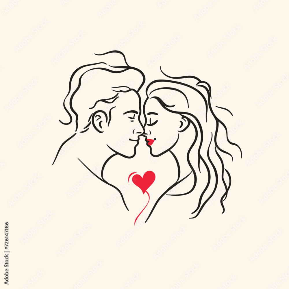 Outline graphic of love couple isolated background symbol