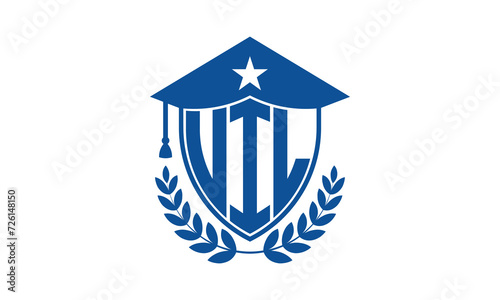 UIL three letter iconic academic logo design vector template. monogram, abstract, school, college, university, graduation cap symbol logo, shield, model, institute, educational, coaching canter, tech